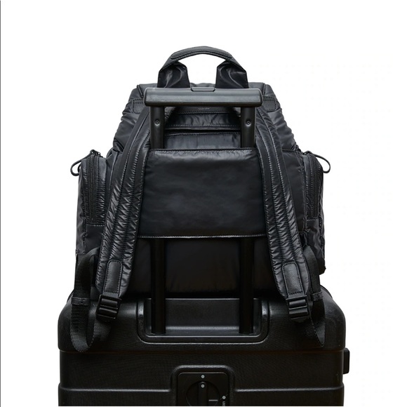 Caraa Black Vegan Faux Leather Drawstring Waterproof Backpack NWT Travel Work - Picture 7 of 10